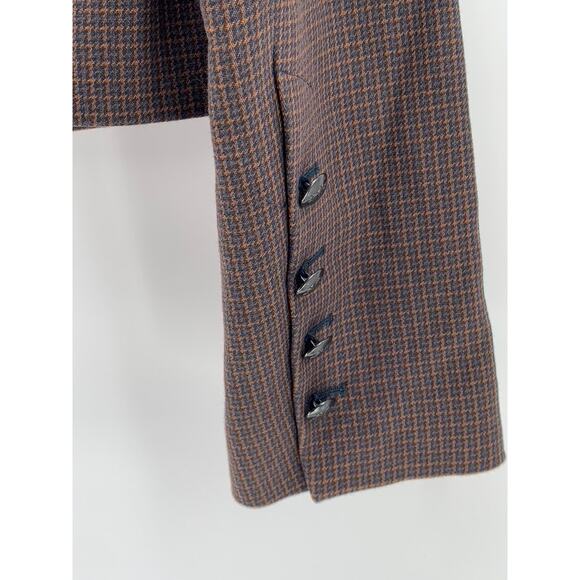 ZARA Women's Brown Gingham Open-Front Long Sleeve Cropped Blazer SZ S - Picture 10 of 12
